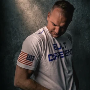 White with Blue Lettering